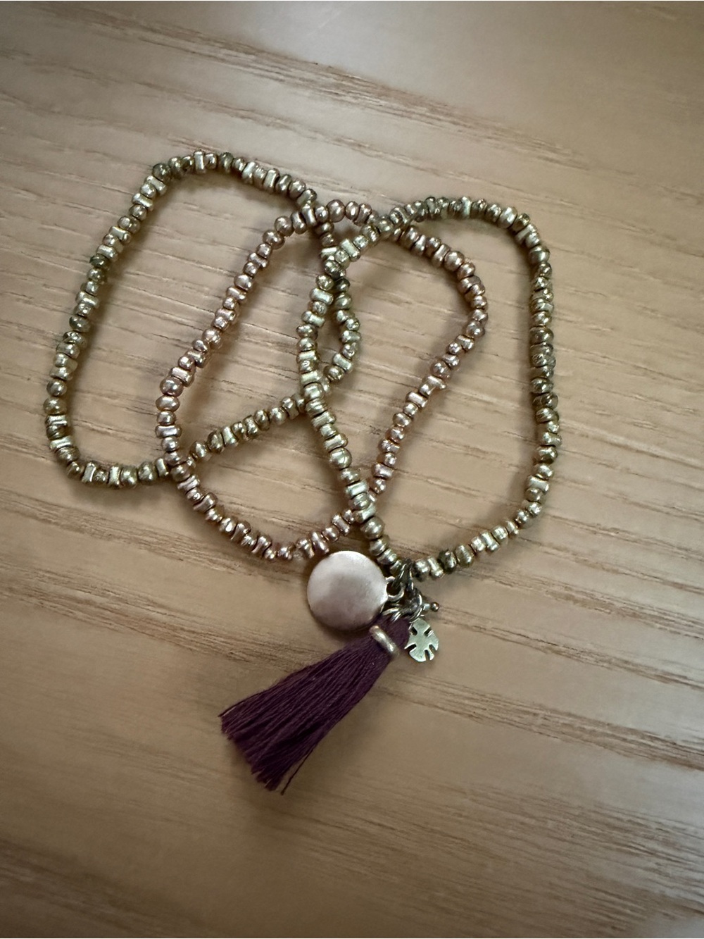 Lucky Brand Stretch Beaded Bracelet Set with Tassle